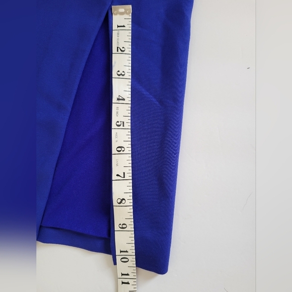 Chelsea & Theodore Royal Blue Side Slit Back Zip Up Midi Pencil Skirt - Picture 5 of 7